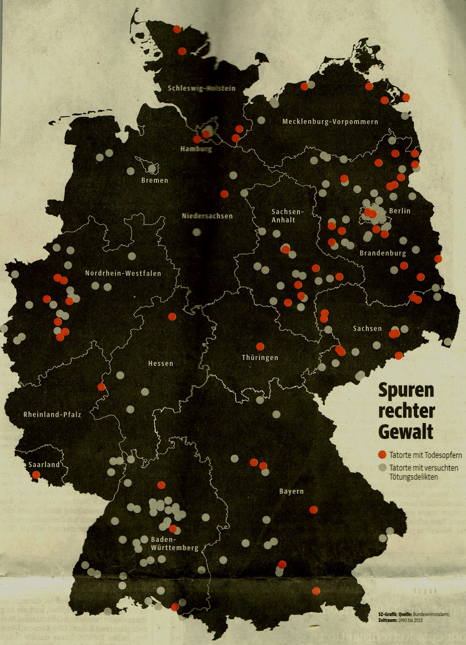 SZ-Karte-Spuren rechter Gewalt-BKA 2015